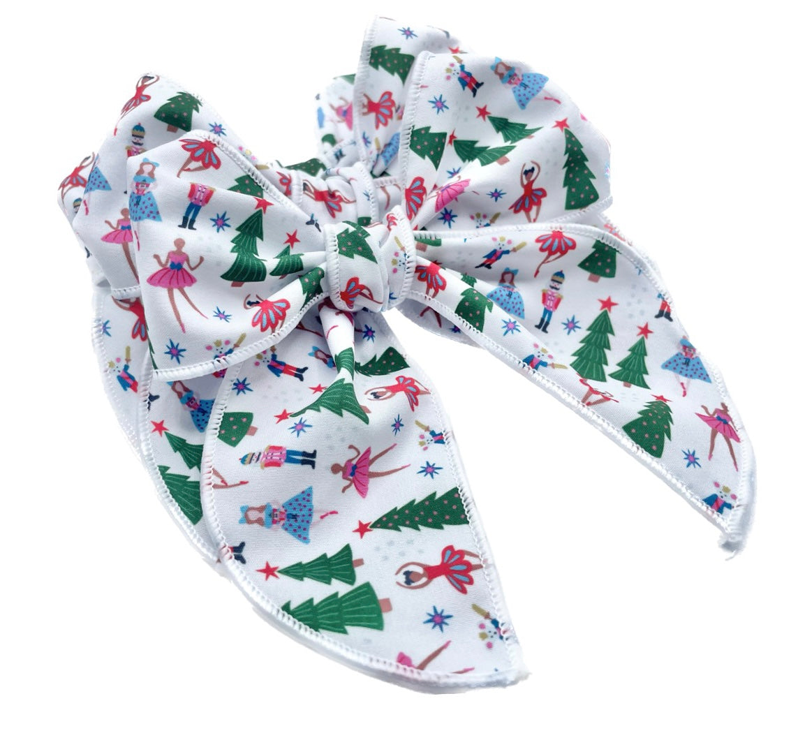 Girls Christmas Ballerinas Hair Bow
