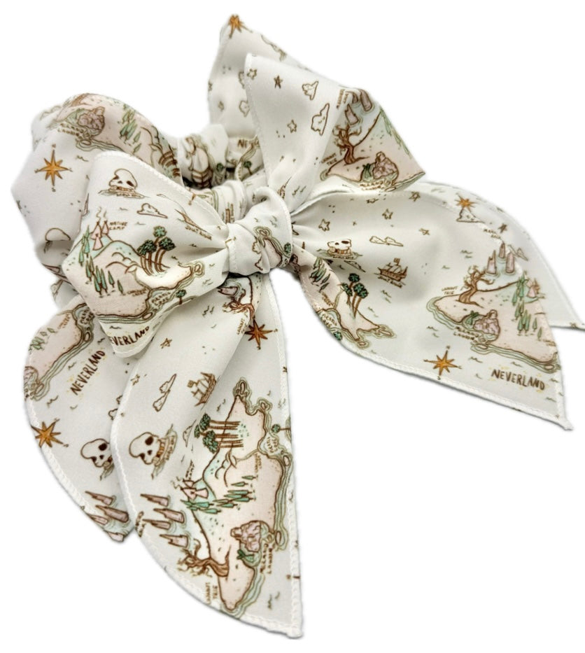 Girls Neverland Map Hair Bow