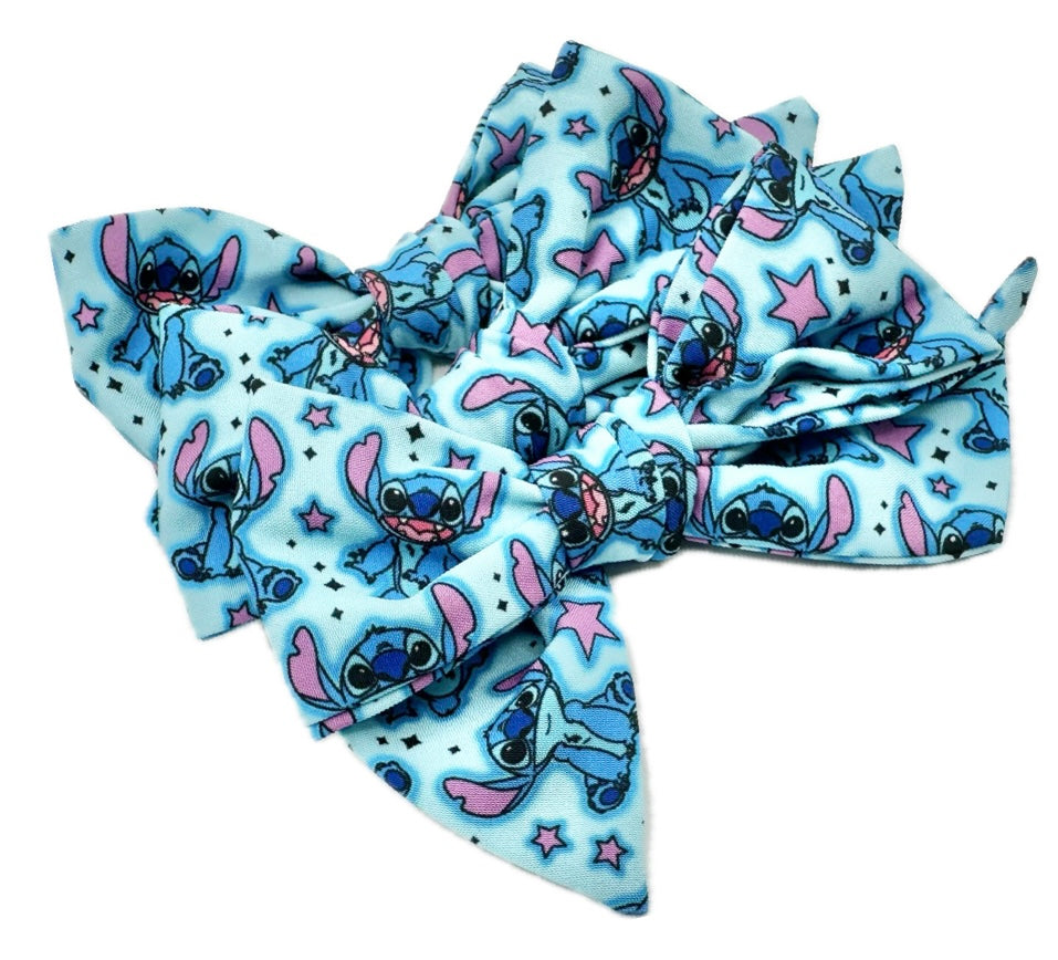 Small Blue Stitch hair bow