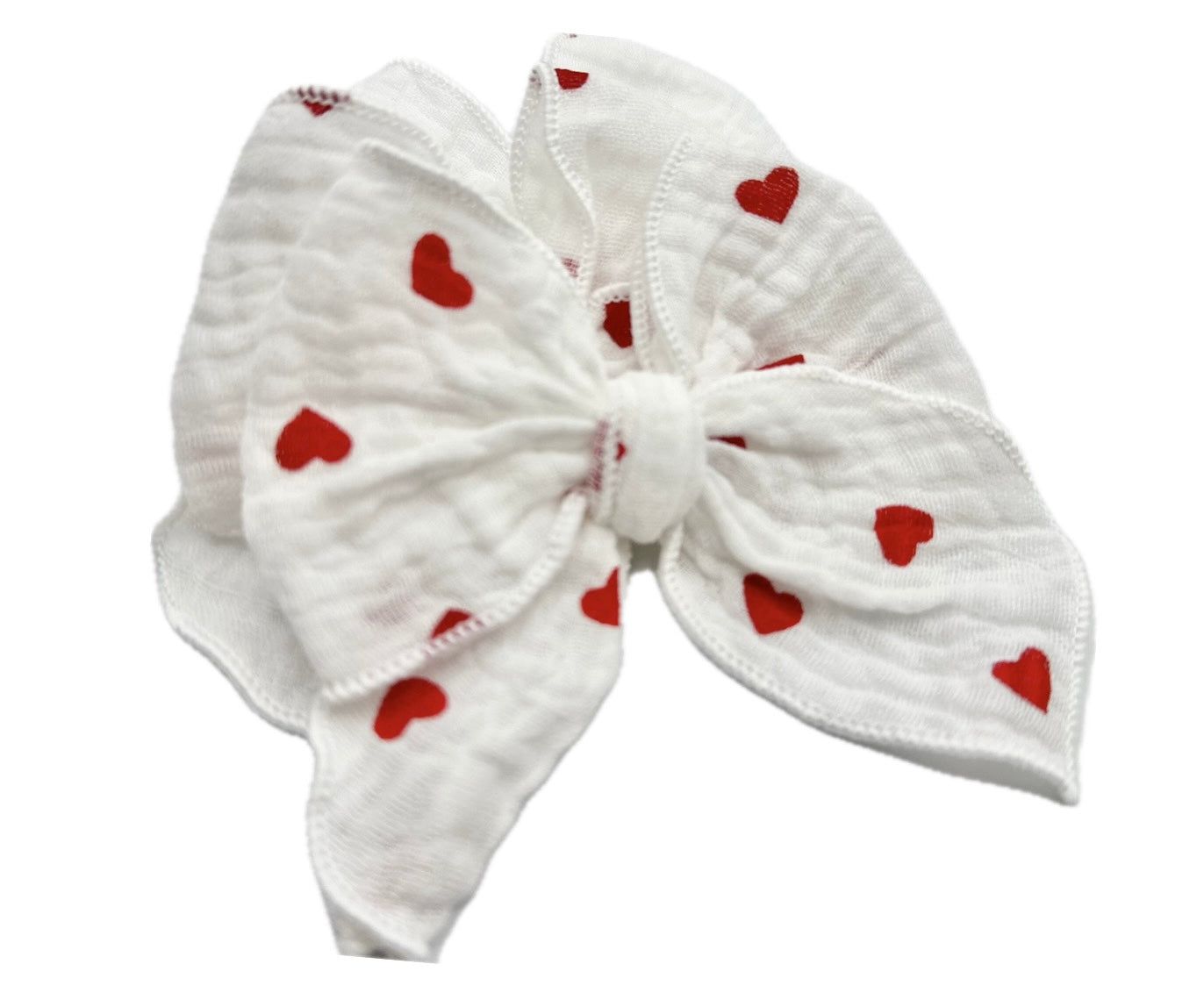 White & Red Hearts Valentine’s Day Hair Bow Small