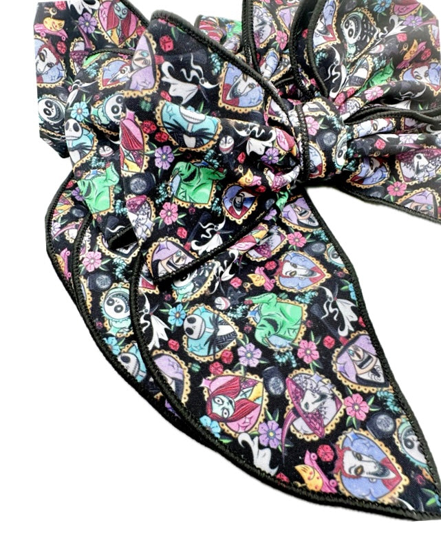 Jack & Sally Heart Halloween Hair Bow