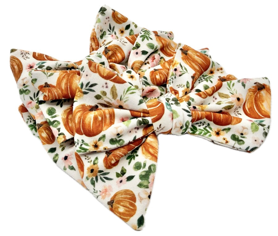 Girls Floral PumpkinHair Bow Small