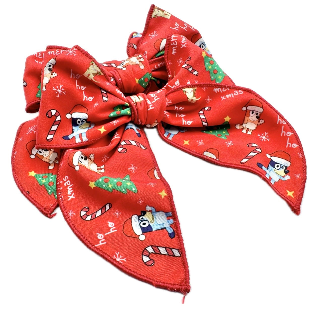 Girls Blue Dog Christmas Hair Bow