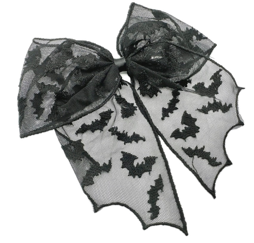 Large Bat Lace Halloween Hair Bow