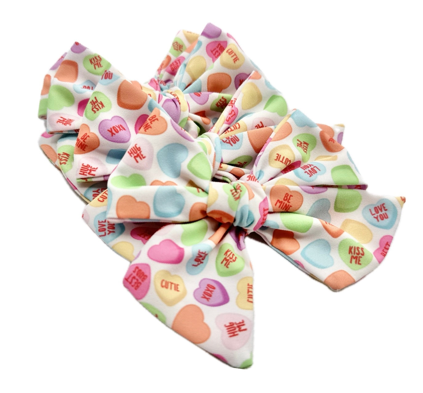 Candy Hearts Valentine’s Day Hair Bow Small