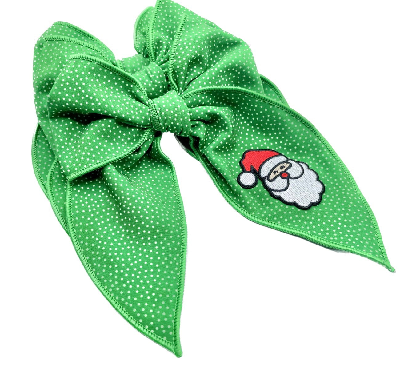 Girls Green Santa Hair Bow