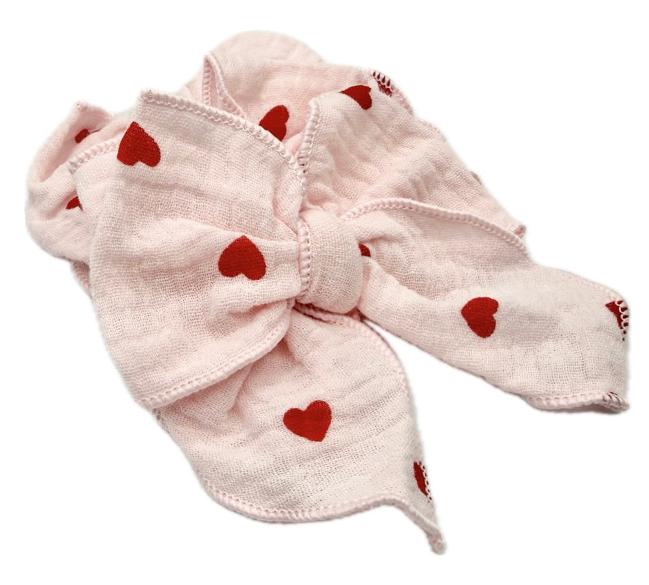 Pink & Red Hearts Valentine’s Day Hair Bow Small