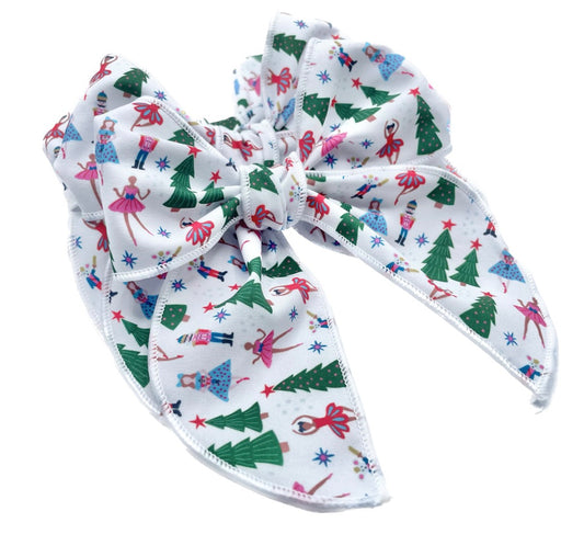 Girls Christmas Ballerinas Hair Bow