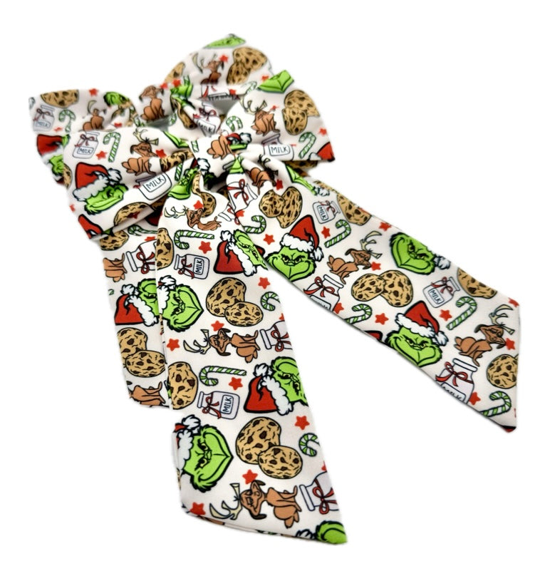 Girls Milk and cookies with Mac Long Hair Bow