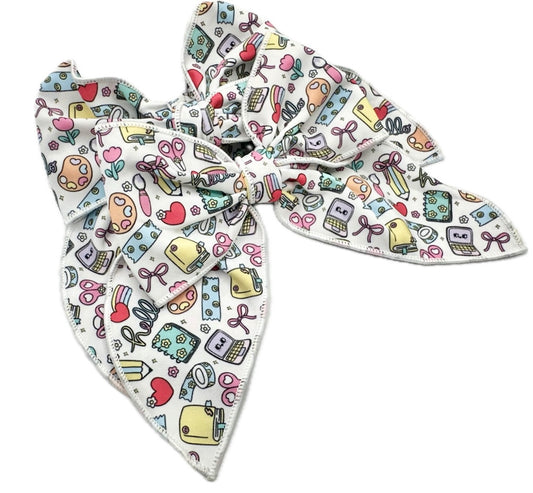 Large school supplies hair bow