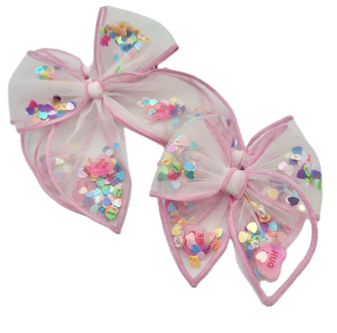 Tulle Candy Hearts Shaker Hair Bow