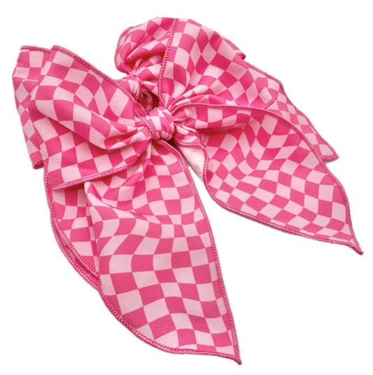 Pink Checkered Hair Bow
