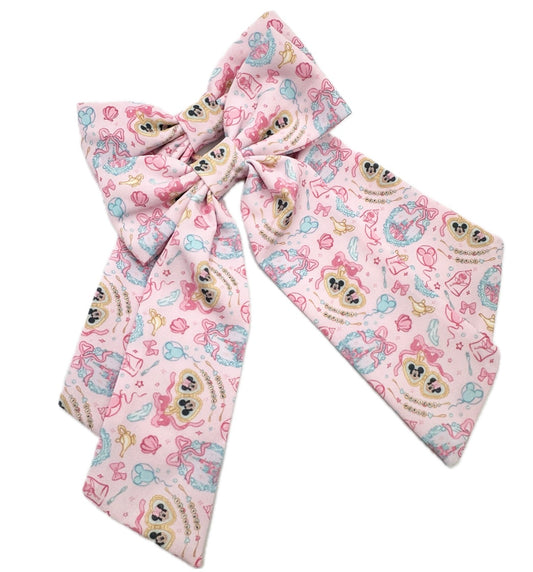 Long Tailed Pink Happiest Place Hair Bow
