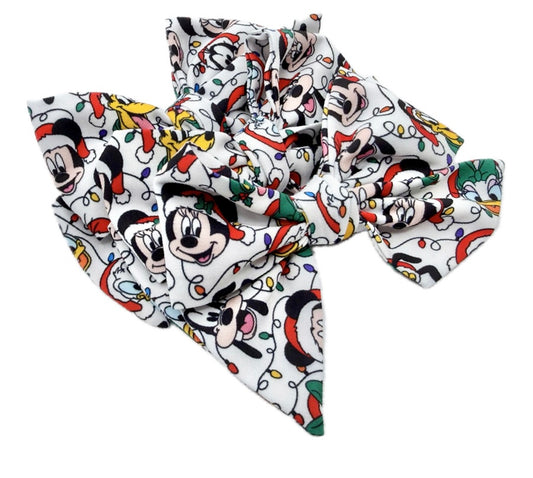 Girls Festive Mouse Christmas Hair Bow Small