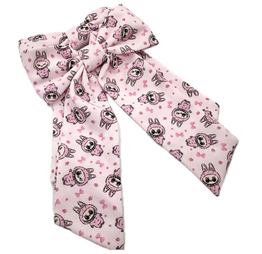 Long Tailed Pink Labubu Hair Bow