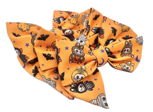 Small Orange Halloween Labubu hair bow