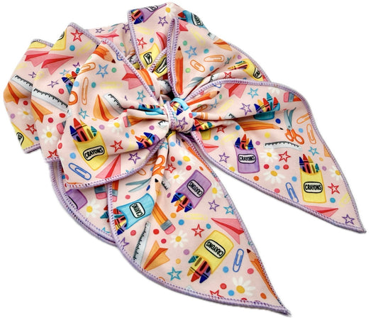 Girls Classic School Supplies hair bow