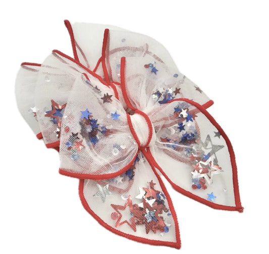 Girls Red 4th of July Shaker bow