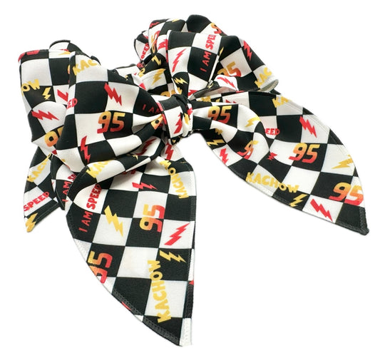 Girls Race Car 95 Hair Bow