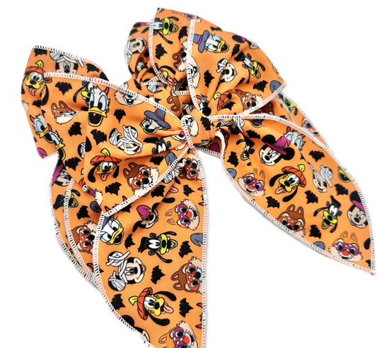 Spooky Mouse & Friends Orange Halloween Hair Bow