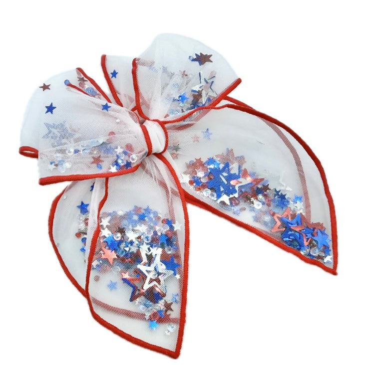 Girls Red 4th of July Shaker bow Large