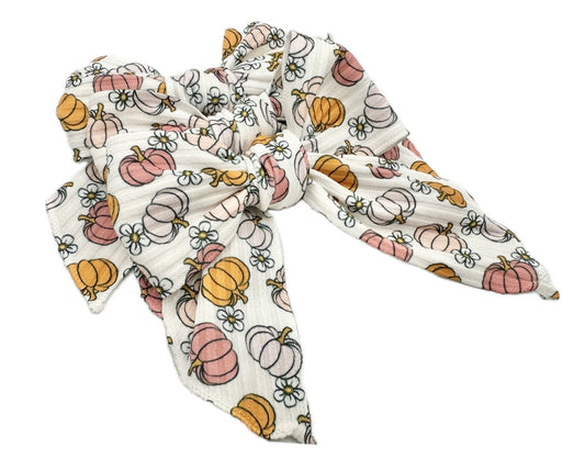 Dainty Floral Pumpkins Fall Hair Bow
