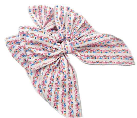 Hello Second Grade school hair bow
