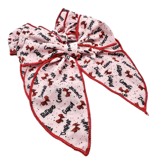 Girls Reindeer Names Hair Bow