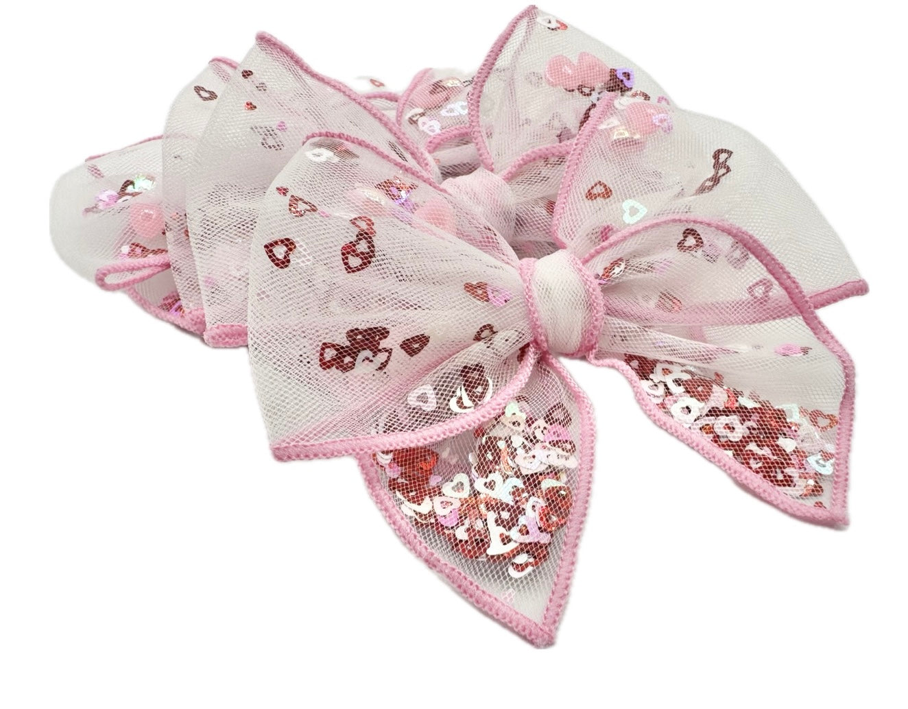 Valentine’s Day Shiny Hearts shaker hair bow