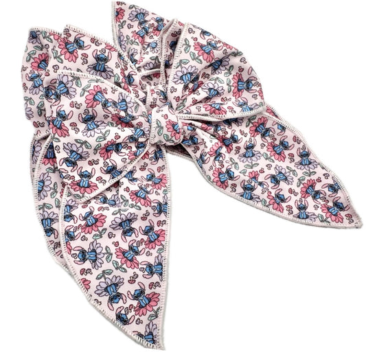 Large Pink Stitch Hair Bow