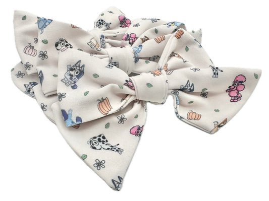 Blue dog & friends FallHair Bow Small