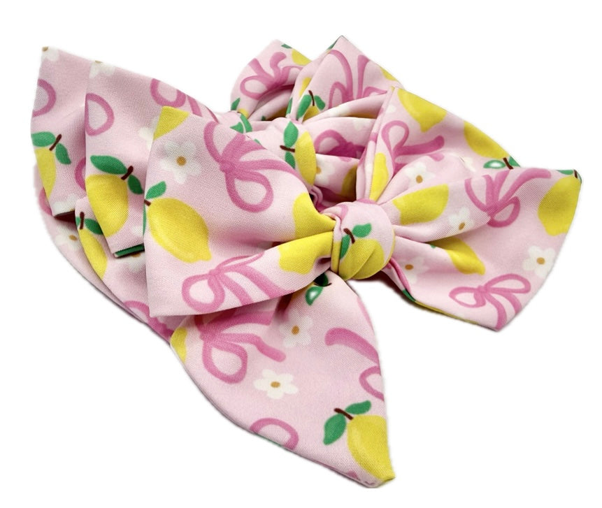 Girls Lemon Coquette Hair Bow Small