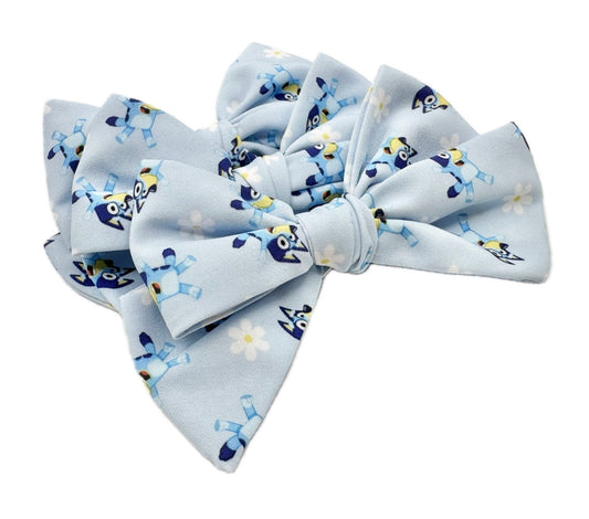 Girls Blue dog Daisy Hair Bow Small