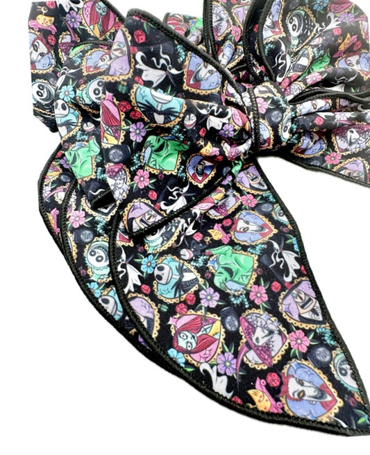 Jack & Sally Heart Halloween Hair Bow
