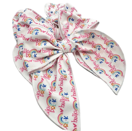 Girls Hello Pre-K school hair bow
