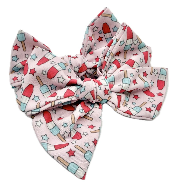 Girls Pink Bomb Pop Bow Small