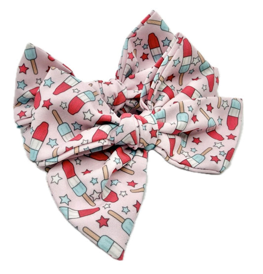 Girls Pink Bomb Pop Bow Small