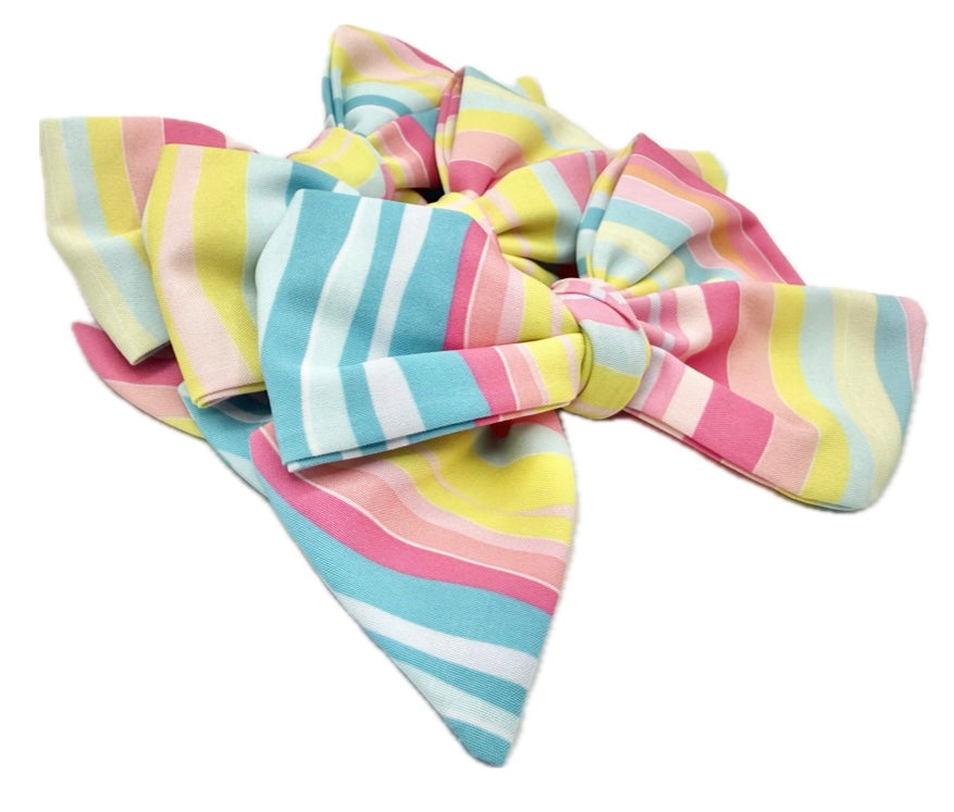 Girls Summer Stripes Hair Bow Small