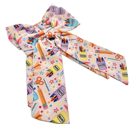 Girls Classic School Supplies Long Tailed Hair Bow