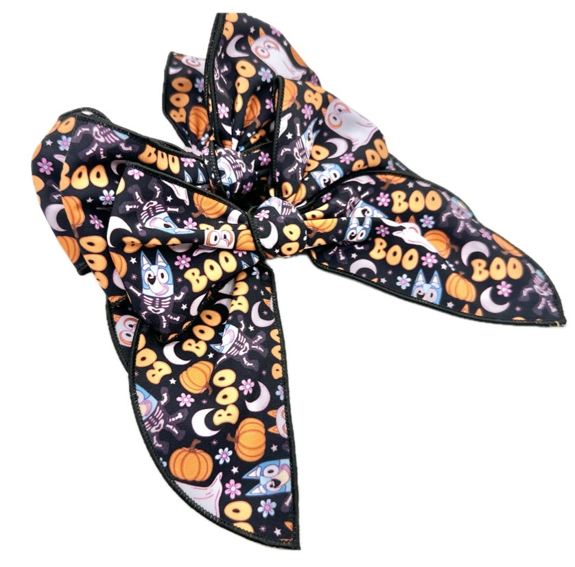 Blue dog Halloween Hair Bow Small