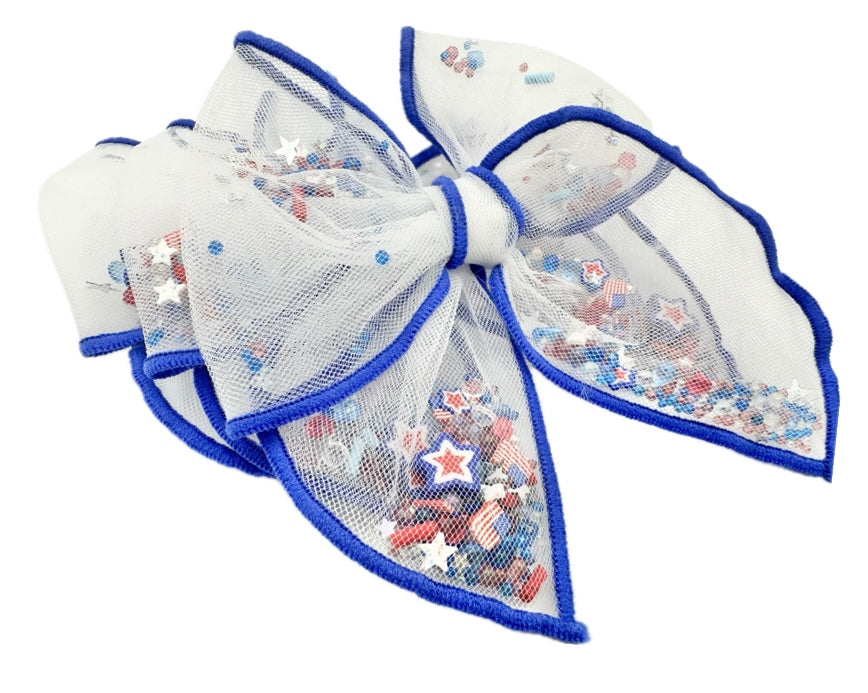 Fireworks shaker hair bow