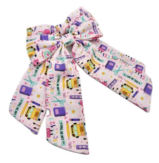 Girls Kinder Long Tailed school Hair Bow