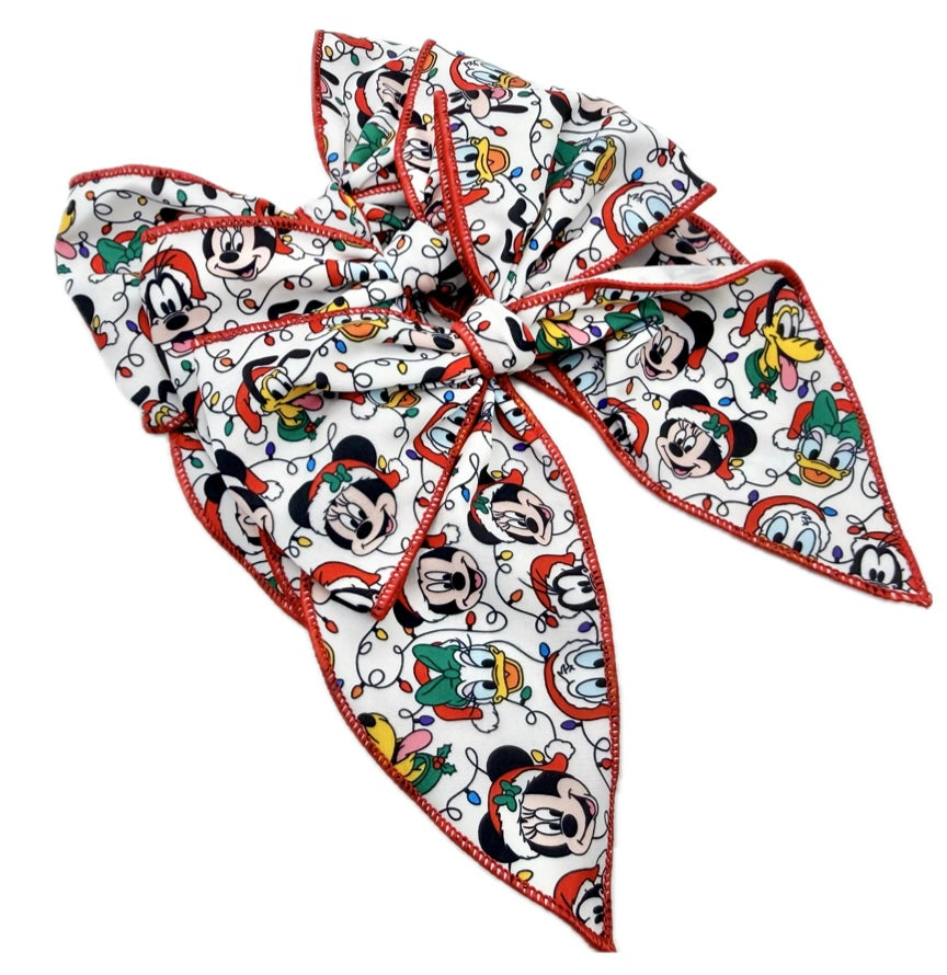 Girls Festive Mouse Lights Hair Bow