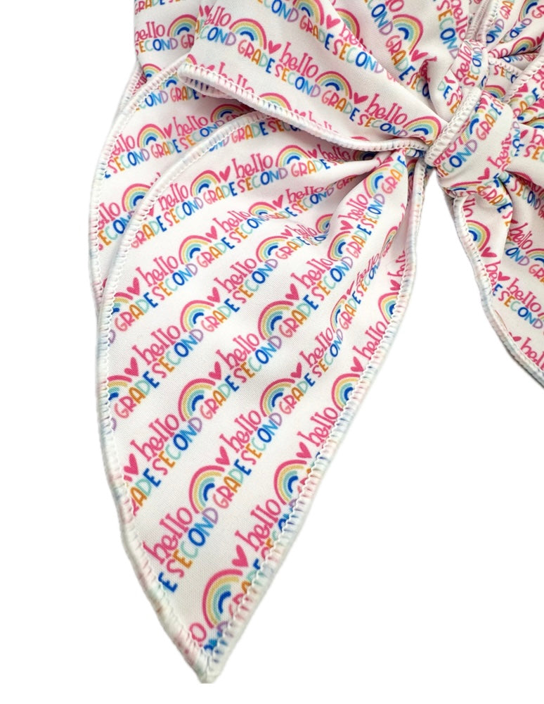 Hello Second Grade school hair bow