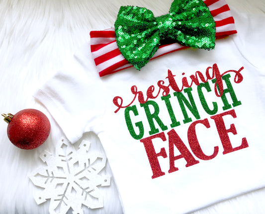 Resting Grinch Face Christmas Bodysuit