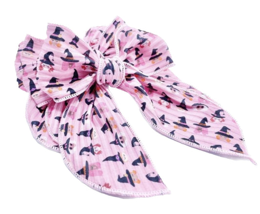 Pink Witches Halloween Hair Bow