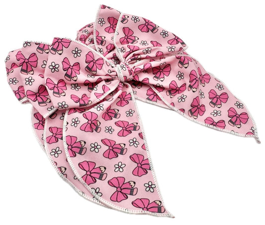Pink Coquette Pencils school hair bow