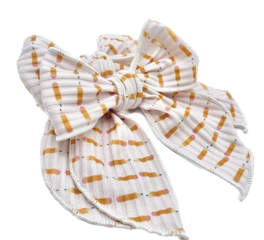 Girls Yellow pencil hair bow