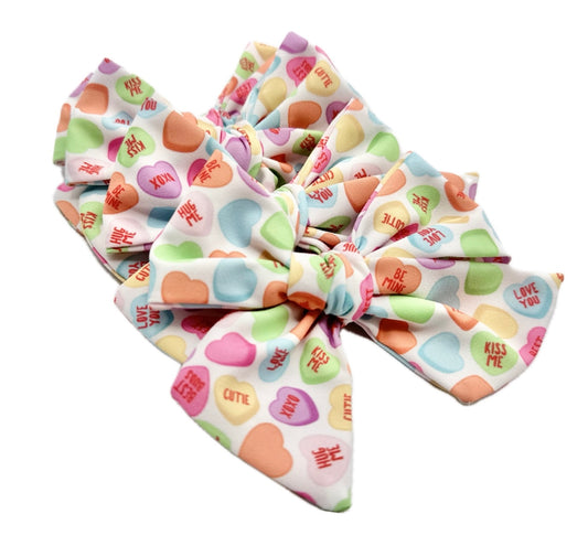 Candy Hearts Valentine’s Day Hair Bow Small