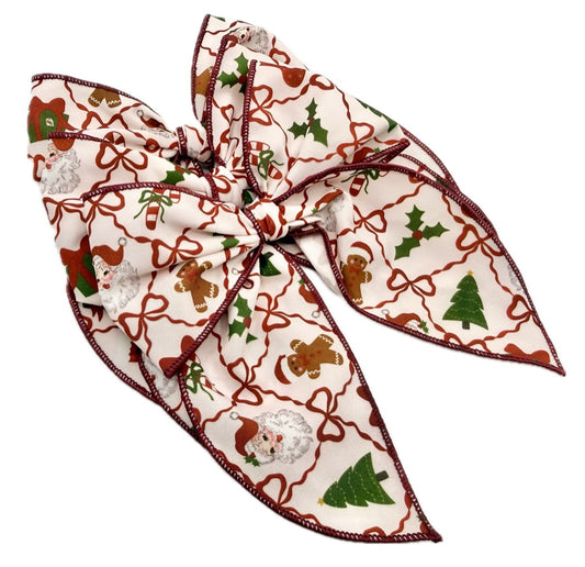 Girls Vintage Santa Hair Bow